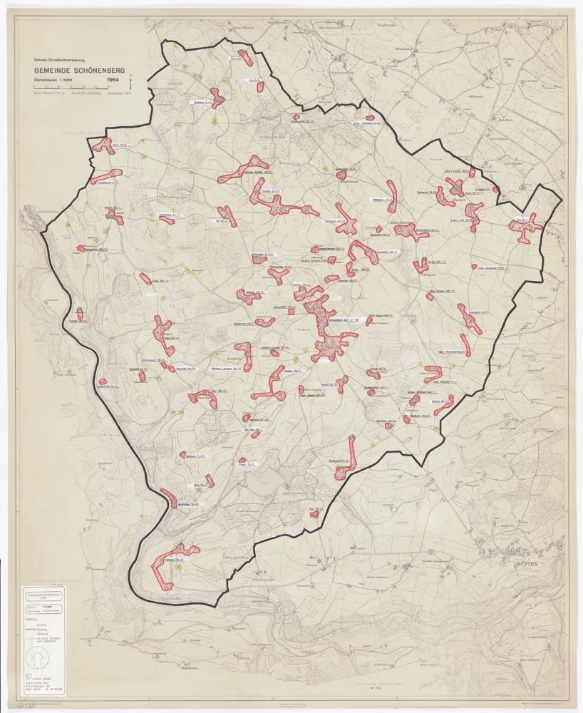 Schönenberg: Definition der Siedlungen für die eidgenössische Volkszählung am 01.12.1970; Siedlungskarte