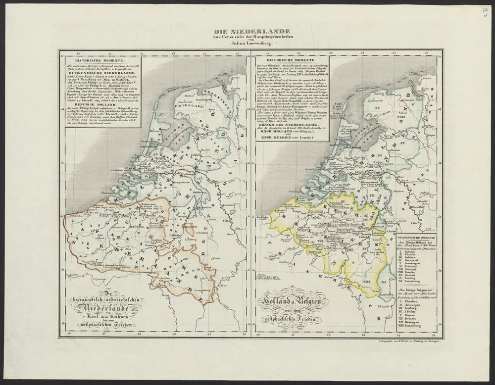 [Historisch-geographischer Atlas zu den allgemeinen Geschichtswerken von C. v. Rotteck, Pölitz u. Becker] : Die Niederlande zur Uebersicht der Hauptbegebenheiten