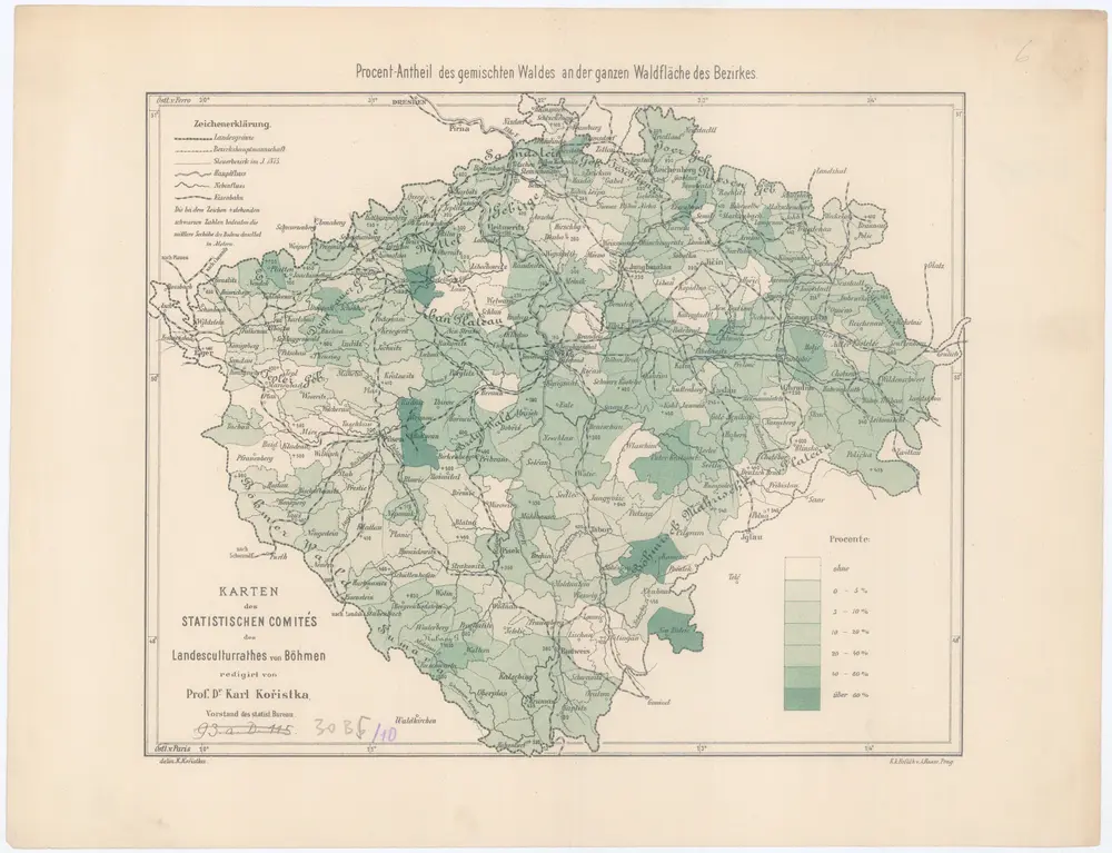 Procent-Antheil des gemischten Waldes an der ganzen Waldfläche des Bezirkes