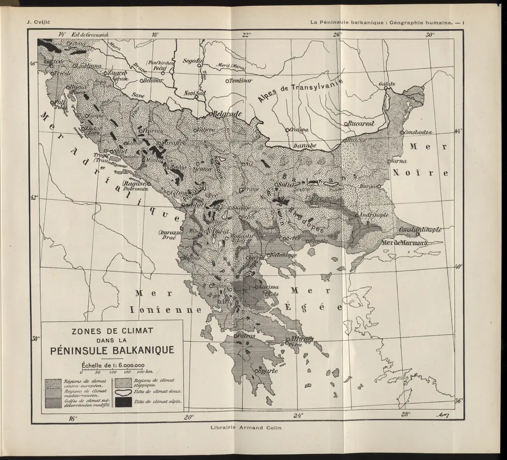 Zones de climat dans la peninsule balkanique