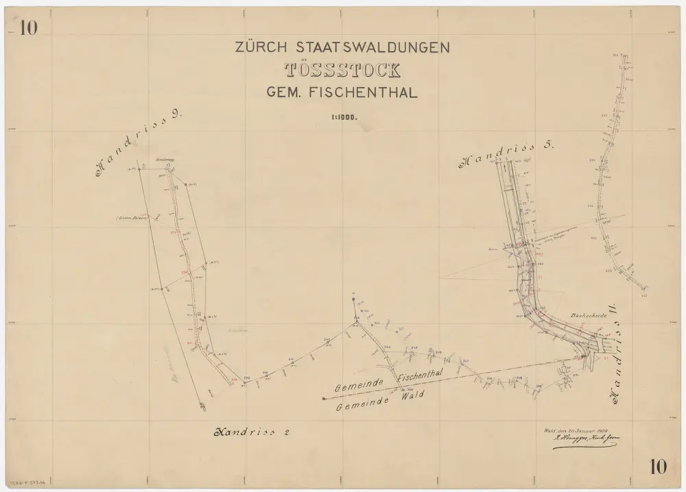 Wald, Fischenthal, Goldingen SG: Waldungen: Fischenthal: Staatswaldung Tössstock; Grundriss 10