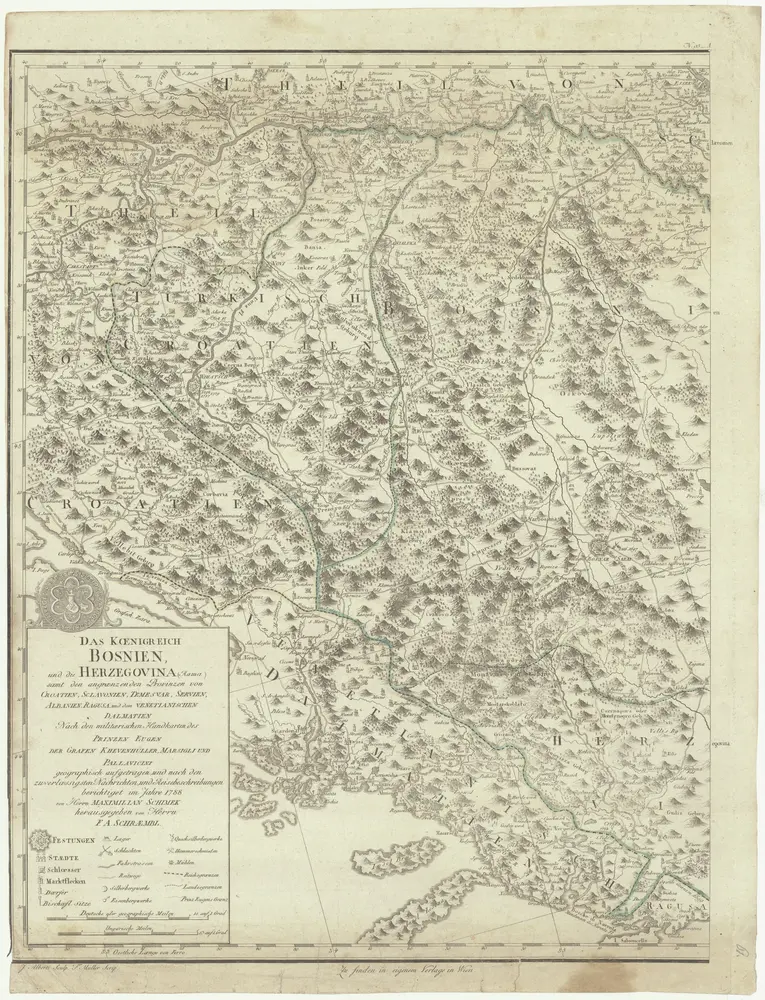 Das Koenigreich Bosnien, und die Herzegovina (Rama) samt den angraenzenden Provinzen von Croatien, Sclavonien, Temesvar, Servien, Albanien, Ragusa un dem Venetianischen Dalmatien