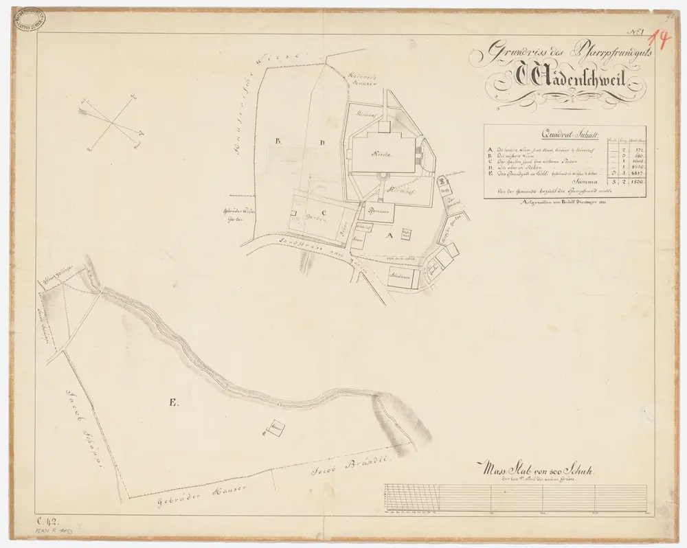 Wädenswil: Pfrundgüter mit Kirche, Pfarrhaus und Umgebung; Grundrisse (Nr. 14)