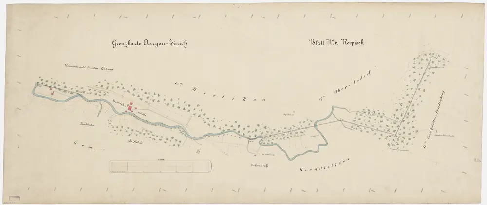 Grenze zwischen den Kantonen Zürich und Aargau bei der Reppisch; Grundriss (Blatt 12)