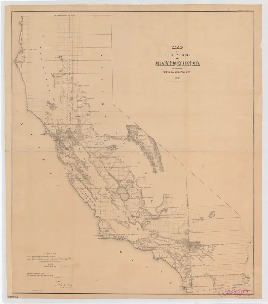 Map of public surveys in California : to accompany report of Surveyor Genl., 1855