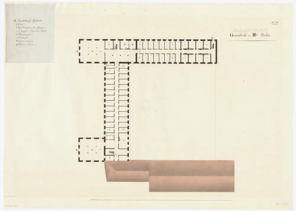 Kantonale Strafanstalt, projektierter Umbau des Klosters Oetenbach: 3. Stock; Grundriss