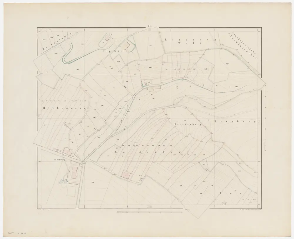 Winterthur: Gemeinde; Grundpläne: Blatt VII: Mockentobel, Alp Gütli, Rychenberg, Lindbergwald, Tössertobel, Brestenberg, Süsenberg, Goldenberg und Im Lee; Situationsplan