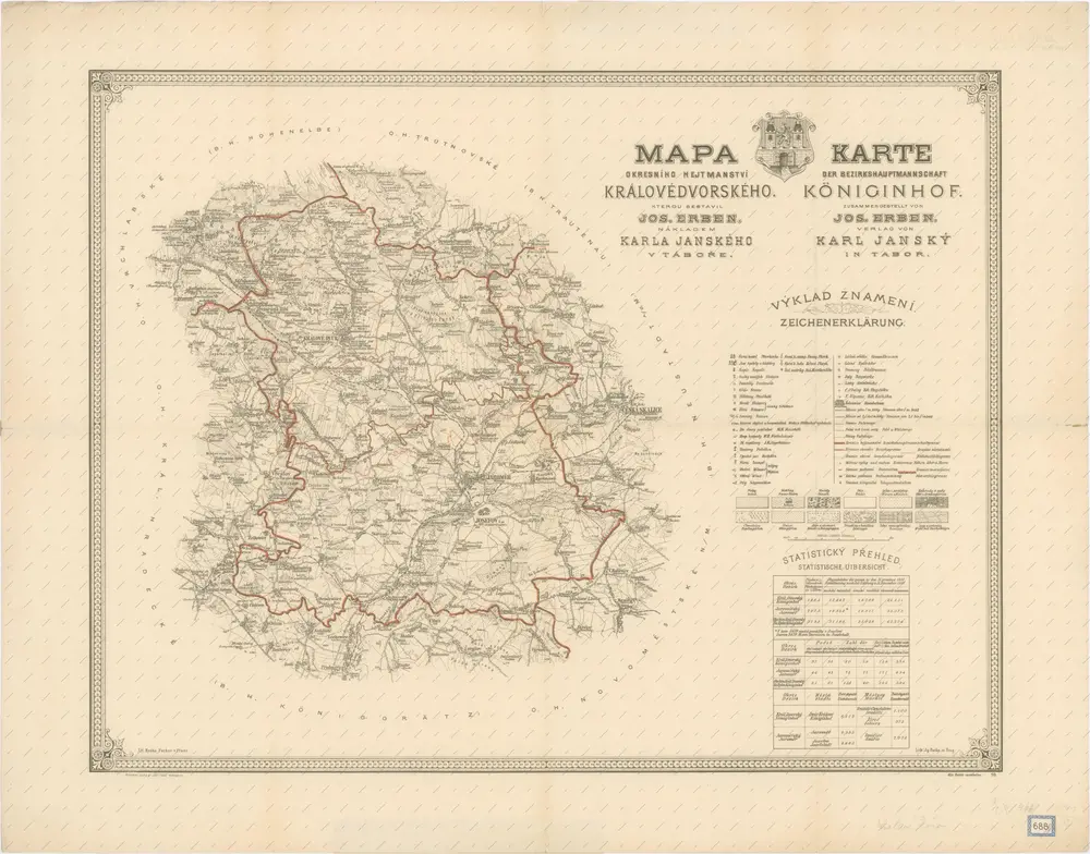 Mapa okresního hejtmanství Královedvorského