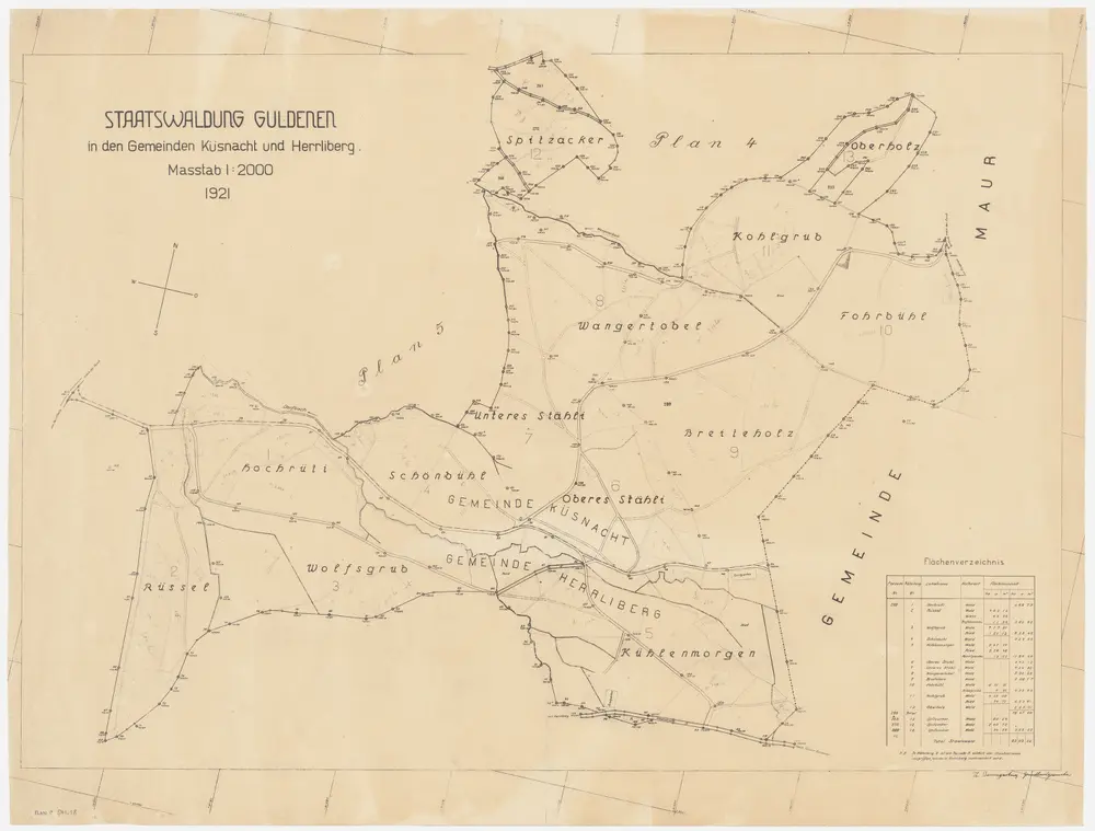 Maur, Herrliberg, Küsnacht, Egg: Staatswaldungen: Küsnacht, Herrliberg: Staatswaldung Guldenen; Grundriss