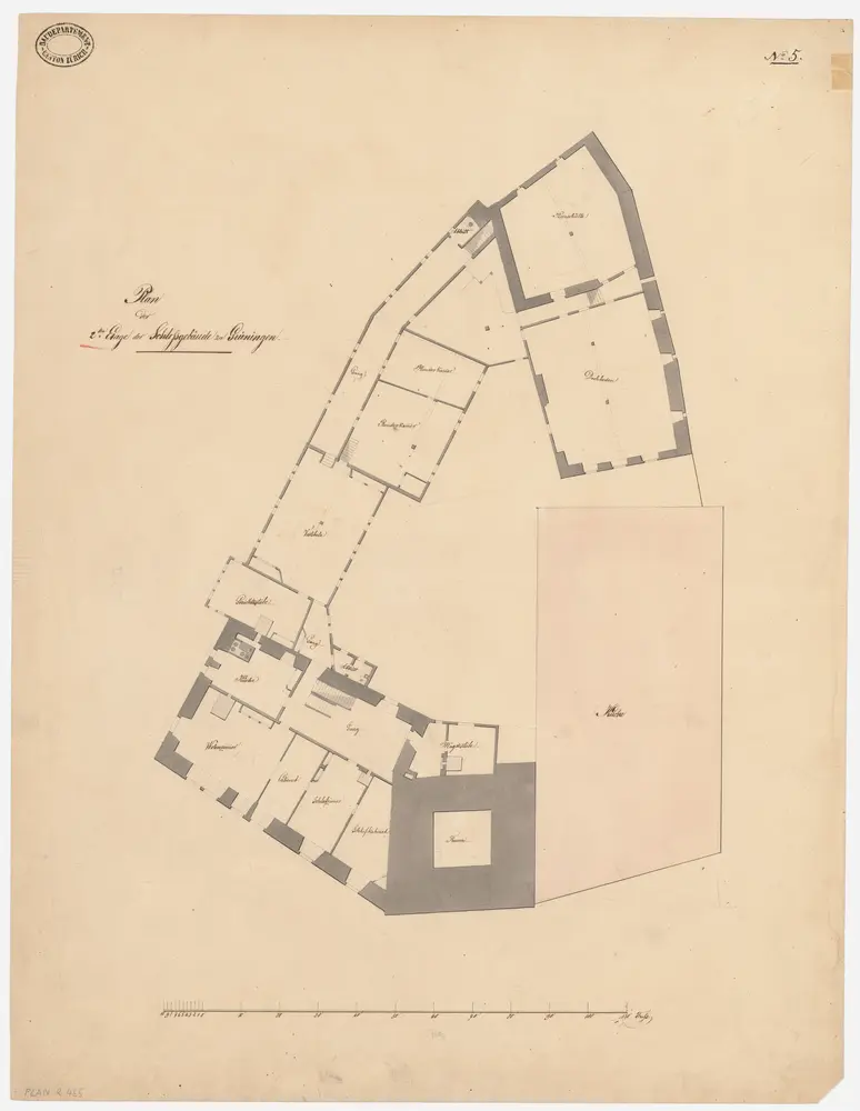 Grüningen: Schlossgebäude mit Kirche, 2. Stock; Grundriss (Nr. 5)