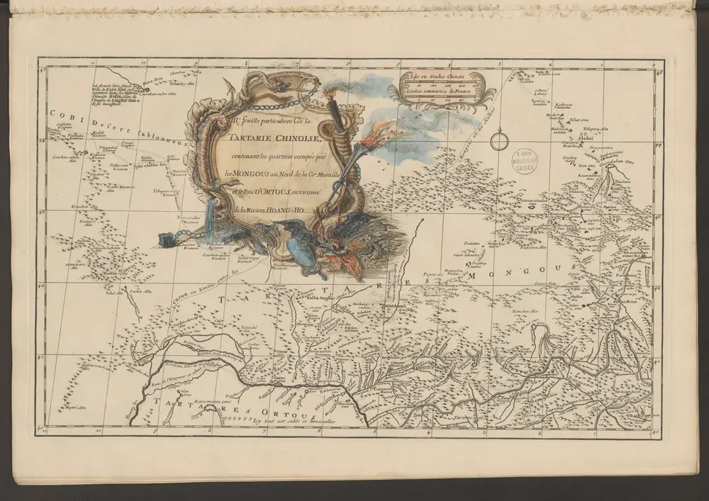 3e Feuille particuliere de la Tartarie Chinoise contenant les quartiers occupés par les Mongous au Nord de la Gr:Muraille et le Païs d'Ortous, environné de la riviere Hoang-Ho