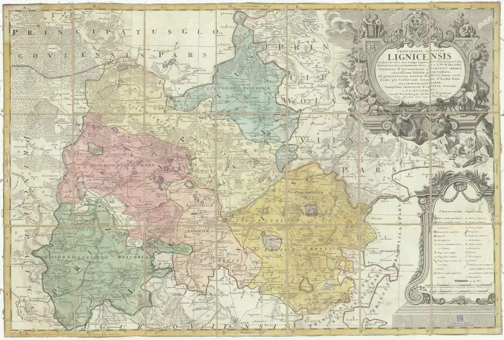 Principatvs Silesiae Lignicensis in suos circulos, tres nempe Lignicenses Goldbergensem, Haynavviensem et Lvbenensem divisi
