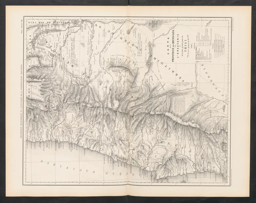 Carte de la Province de Mendoza de L'Araucanie et de la plus grande partie du Chili