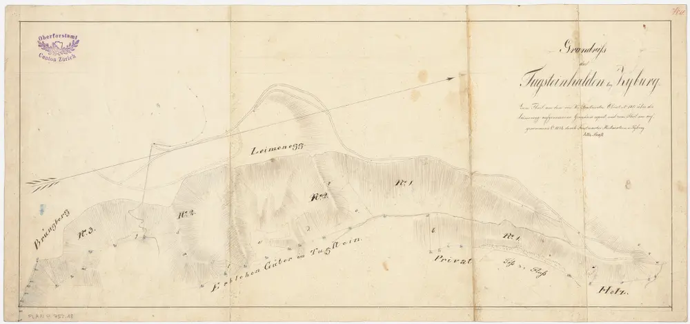 Kyburg, Töss, Illnau-Effretikon (damals Illnau), Schlatt: Staatswaldung: Kyburg: Tutschgenhalden (Tugsteinhalden); Grundriss (Nr. 18)