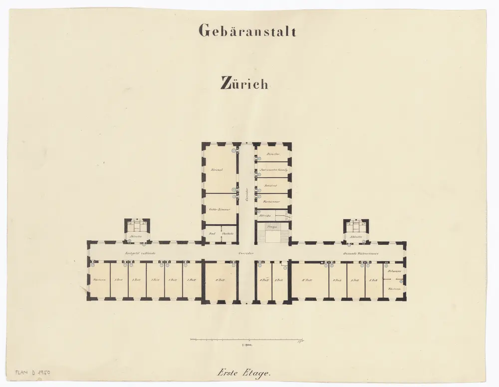 Gebäranstalt: 1. Stock; Grundriss