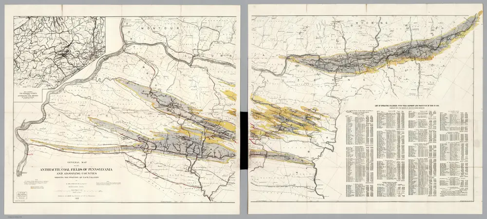 General Map Of The Anthracite Coal Fields Of Pennsylvania And Adjoining Counties