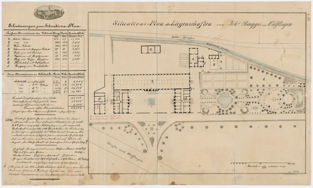 Wülflingen: Pflegeanstalt, Liegenschaften von Joh. Beugger; Grundriss