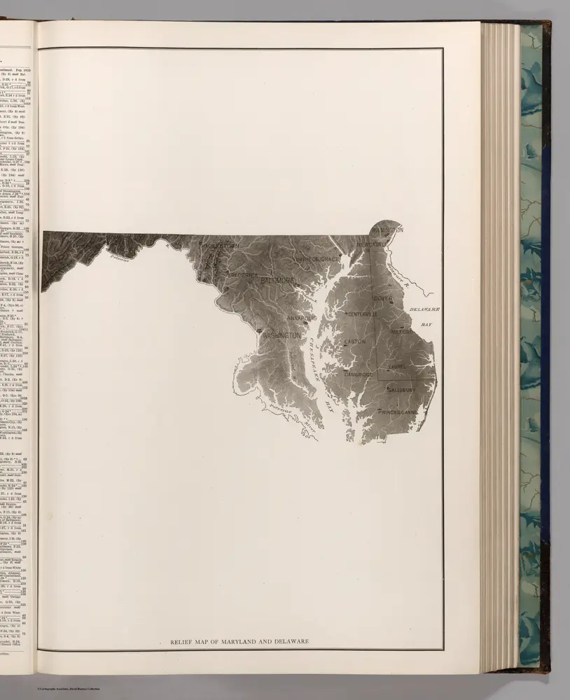 Relief Map of Maryland and Delaware.