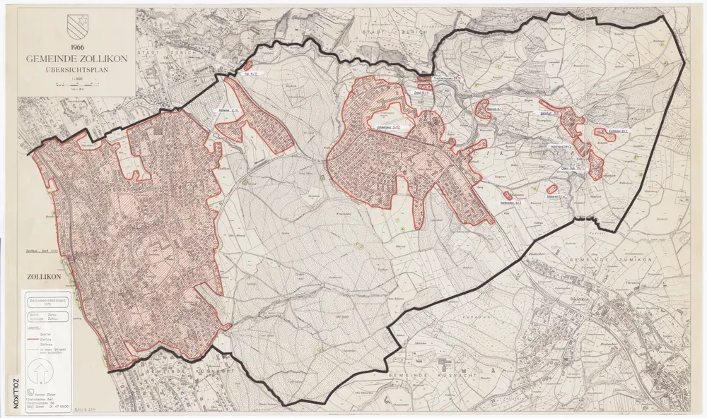 Zollikon: Definition der Siedlungen für die eidgenössische Volkszählung am 01.12.1970; Siedlungskarte