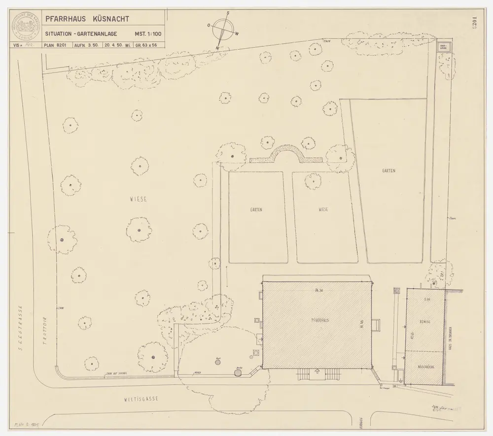 Küsnacht: Pfarrhaus mit Nebengebäuden und Gartenanlage; Grundriss