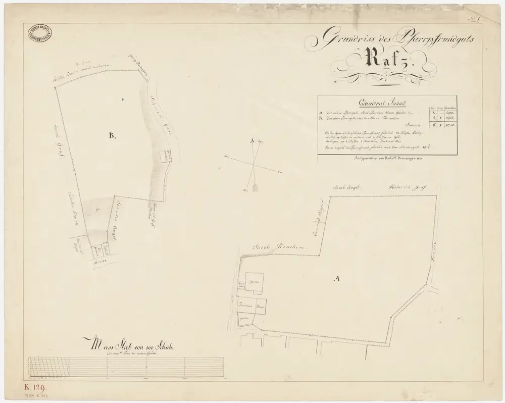 Rafz: Pfrundgüter mit Pfarrhaus und Umgebung; Grundrisse (Nr. 1)