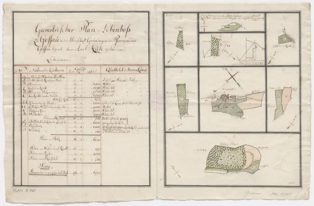 Gossau: Dem Amt Rüti gehörender Lehenhof; Grundrisse und Tabelle