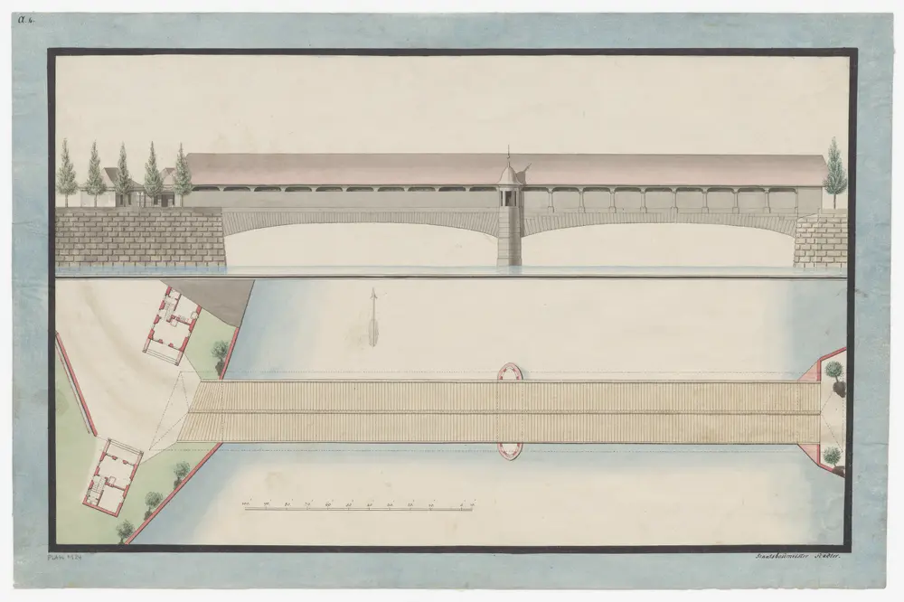 Eglisau: Projektierte Rheinbrücke; Seitenansicht und Grundriss