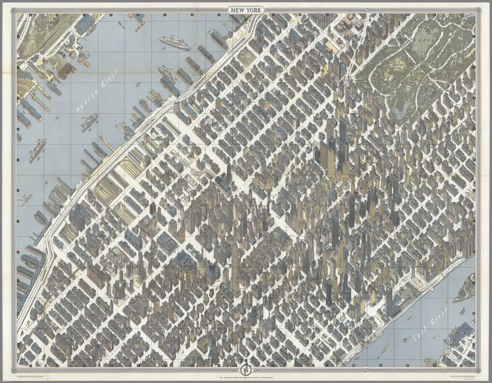 New York City Picture Map - a 3-D Map of Mid-town Manhattan.