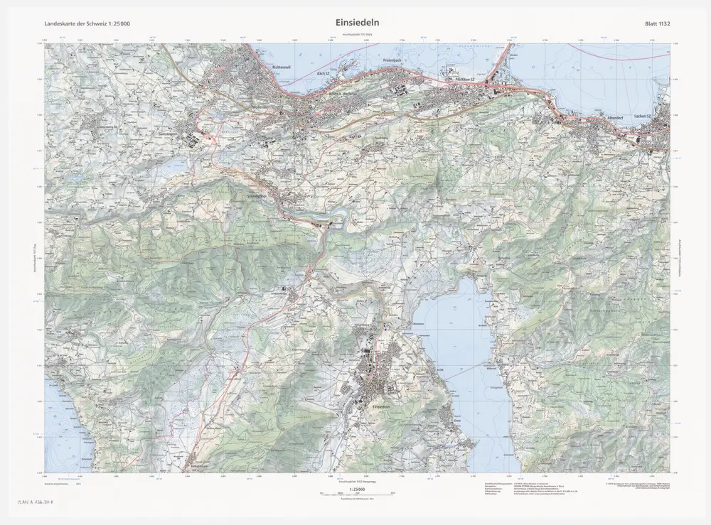 Landeskarte der Schweiz 1 : 25000: Den Kanton Zürich betreffende Blätter: Blatt 1132: Einsiedeln SZ