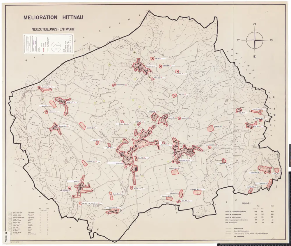 Hittnau: Definition der Siedlungen für die eidgenössische Volkszählung am 01.12.1970; Siedlungskarte