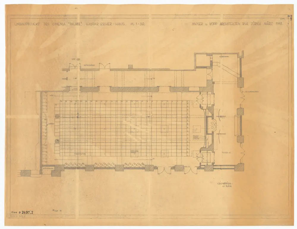 Kaspar-Escher-Haus: Cinéma Palace, Umbauprojekt: Grundriss