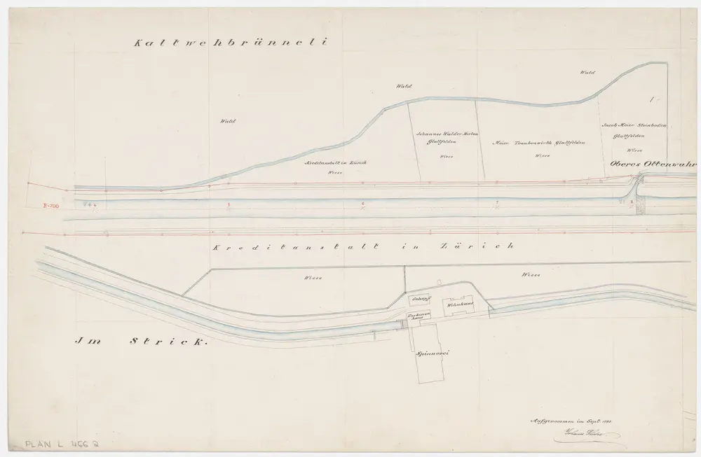 Bülach, Hochfelden, Glattfelden: Spinnerei in Glattfelden bis zur Einmündung in den Rhein; Grundrisse: Blatt II: Glatt bei der Spinnerei und dem Kaltwehbrünneli; Grundriss