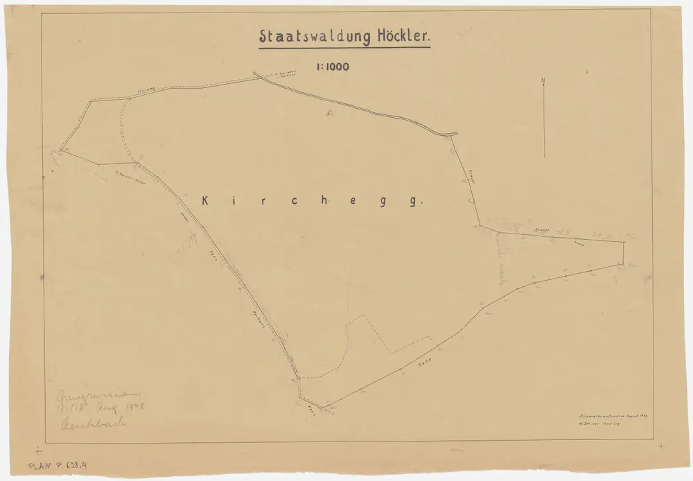 Bonstetten, Stallikon: Staatswaldung Höckler: Stallikon: Grenzrevision bei der Kirchegg; Grundriss