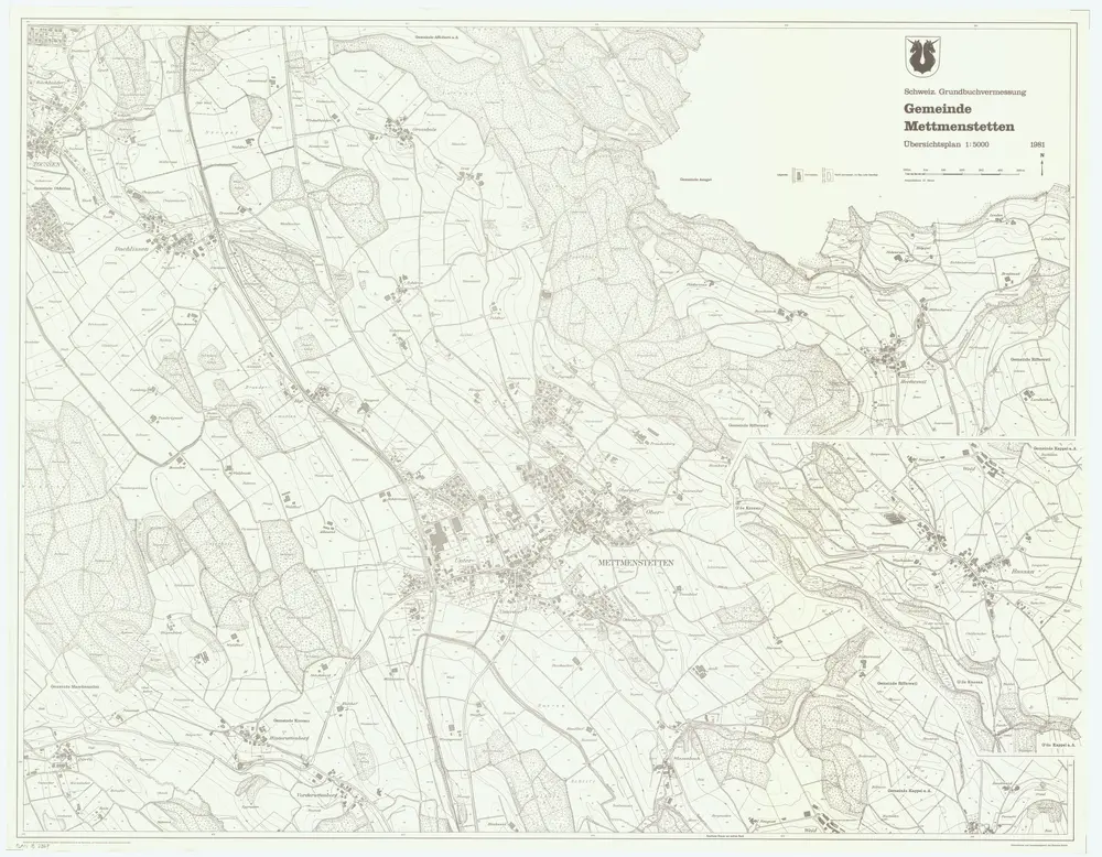 Mettmenstetten: Gemeinde; Übersichtsplan (Schweizerische Grundbuchvermessung)