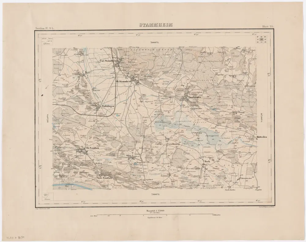 Topographischer Atlas der Schweiz (Siegfried-Karte): Den Kanton Zürich betreffende Blätter: Blatt 53: Stammheim