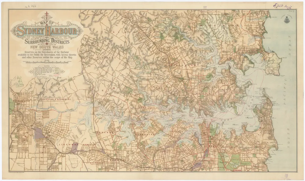 Map of Sydney harbour and surrounding districts, New South Wales