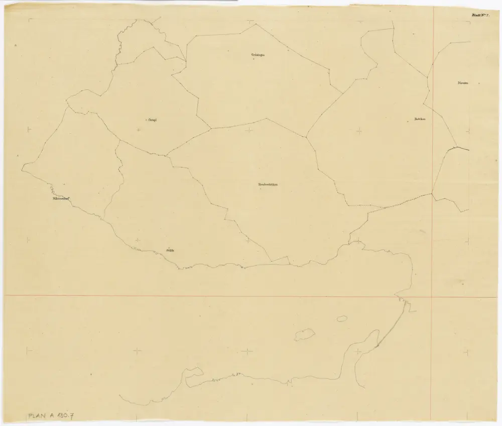 Vorlagen für die Topographische Karte des Kantons Zürich (Wild-Karte): Pausen mit Gemeindegrenzen: Blatt 7: Hombrechtikon und umliegende Gemeinden