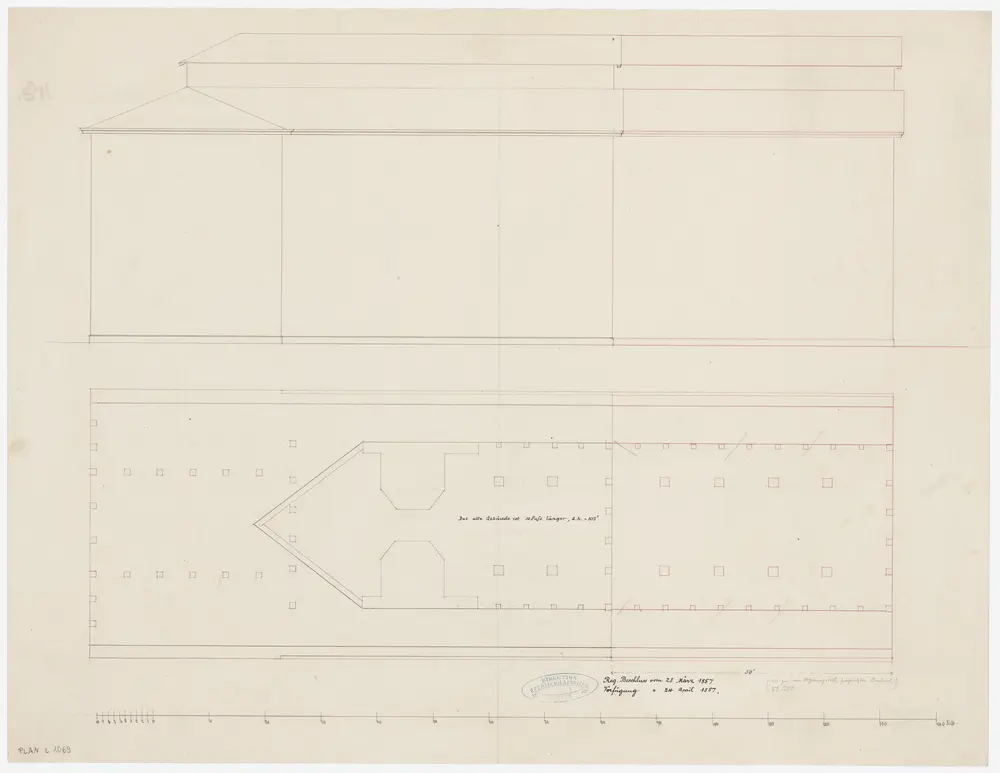 Zürich: Oberer Mühlesteg, Verlängerung der Mühle Koller; Grundriss (Zürichsee-Abfluss Nr. 43)