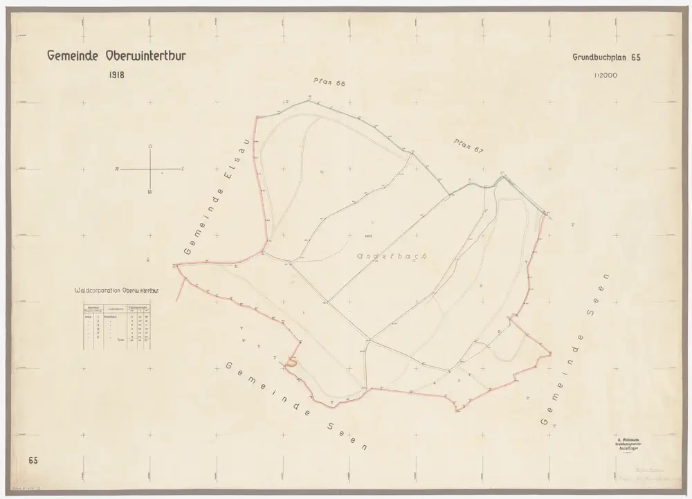 Oberwinterthur: Staats-, Gemeinde- und Genossenschaftswaldungen: Genossenschaftswaldung Oberwinterthur im Andelbach; Grundriss