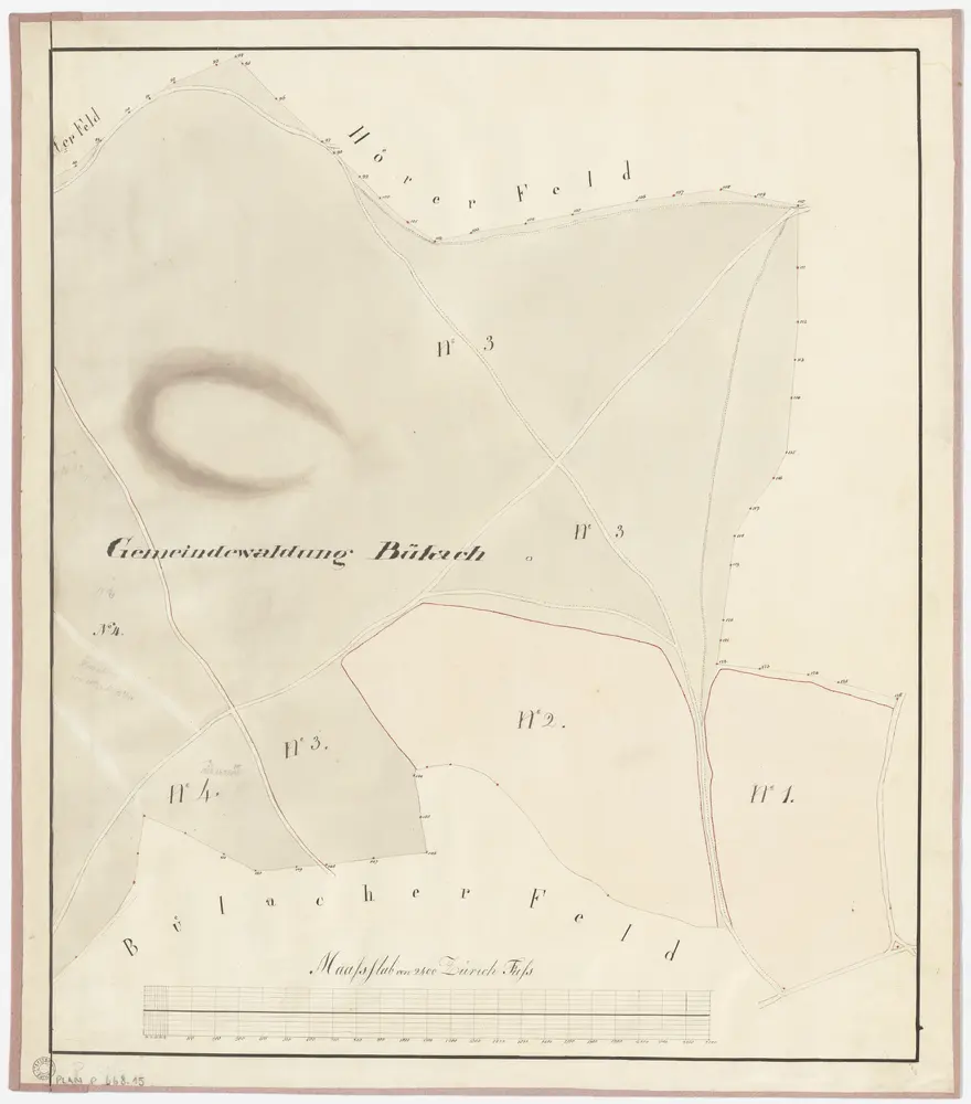 Bülach, Bachenbülach, Hochfelden: Gemeindewaldungen Bülach und Bachenbülach: Bülach: Höhragen zwischen Höremer und Bülacher Feld; Grundriss (Blatt 2)