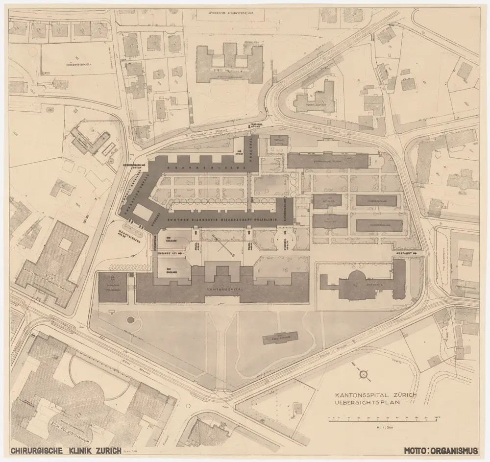 Zürich: Kantonsspital, Chirurgische Klinik; Projekt Organismus; Situationsplan