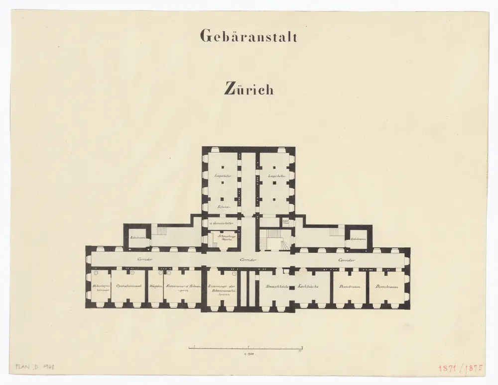 Gebäranstalt: Untergeschoss; Grundriss