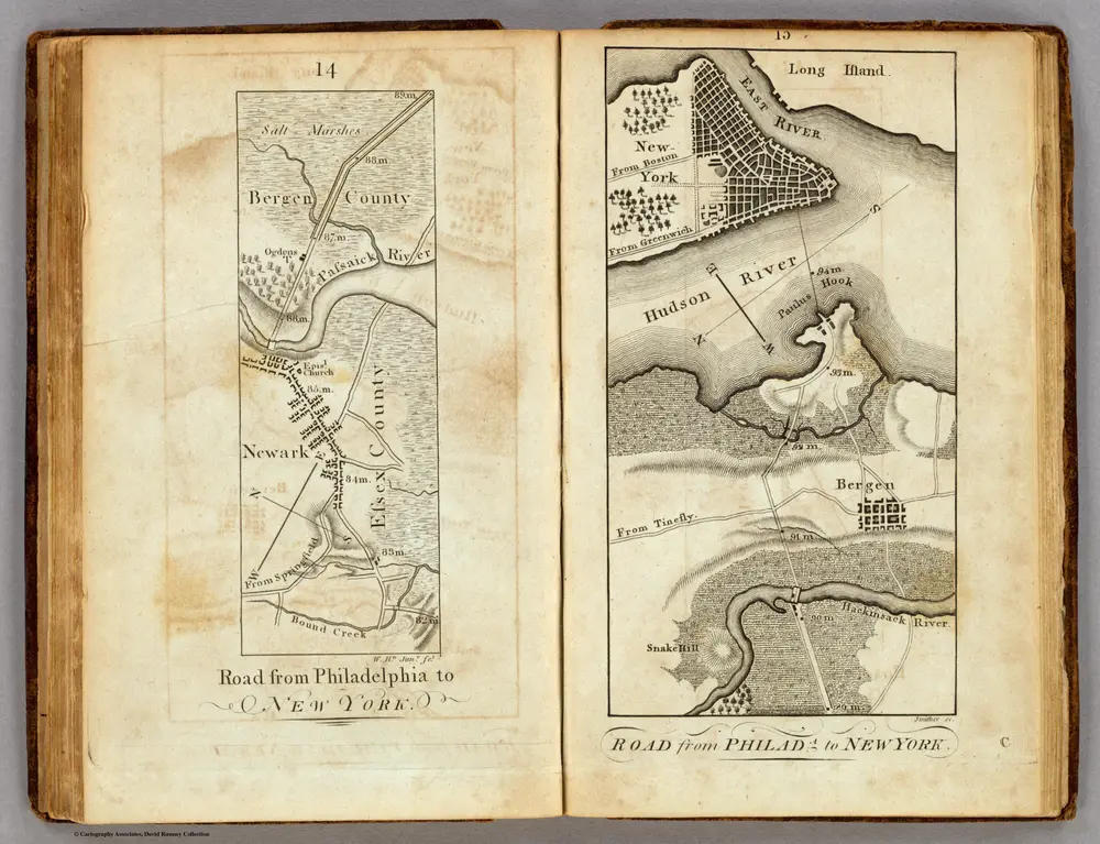 Road from Philadelphia to New York.  (Maps) 14 and 15.