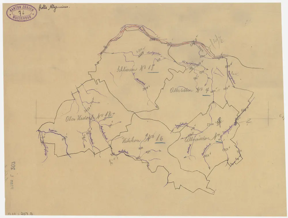 Gewässergebiete des Kantons Zürich; Situationspläne: Albisrieden, Altstetten, Oberurdorf, Schlieren, Uitikon