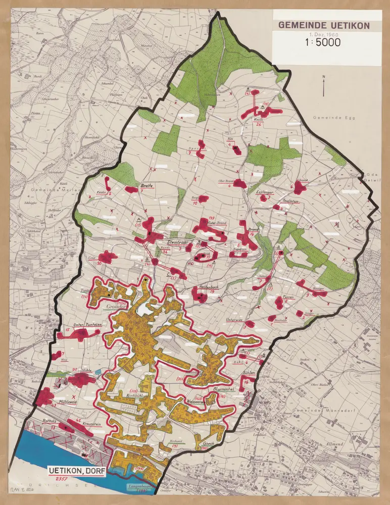 Uetikon am See: Definition der Siedlungen für die eidgenössische Volkszählung am 01.12.1960; Siedlungskarte Nr. 48