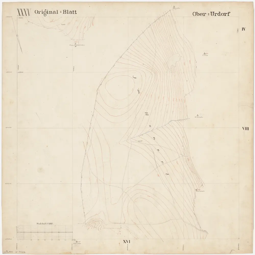 Oberurdorf: Gemeinde; Katasterpläne: Blatt XXXV: Im Honeret (Honert); Situationsplan