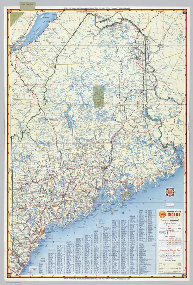 Shell Highway Map of Maine.