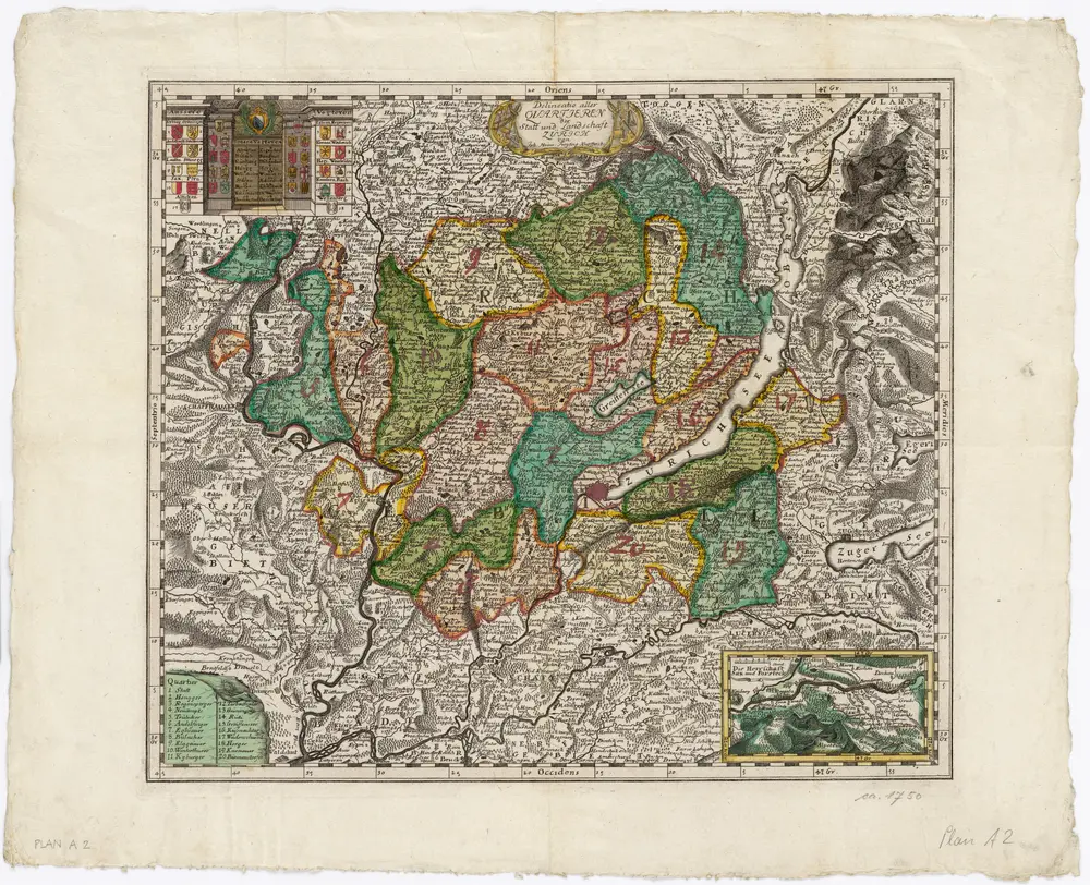 Darstellung von Stadt und Landschaft Zürich nach Quartieren