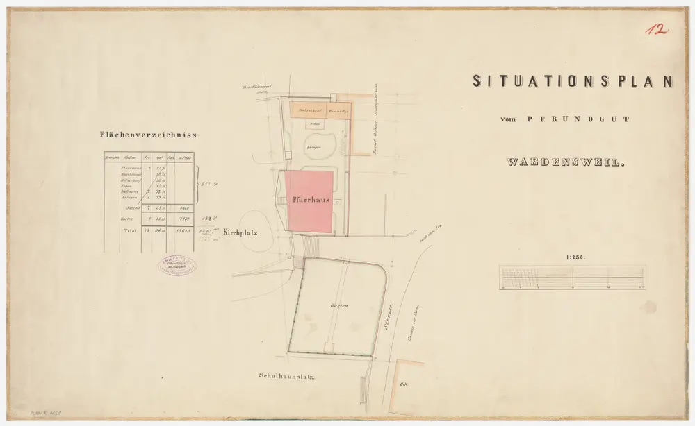 Wädenswil: Pfarrhaus und Umgebung; Grundriss (Nr. 12)