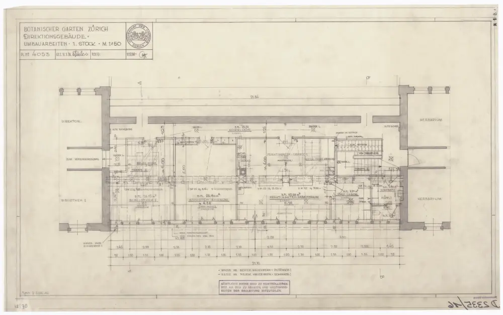 Botanischer Garten: Direktionsgebäude: Umbau, 1. Stock; Grundriss